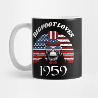 Bigfoot loves America and People born in 1959 Mug